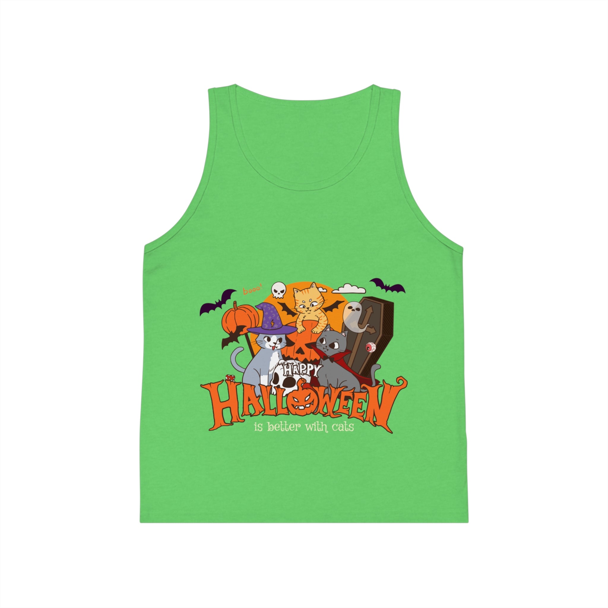 Happy Halloween with Witch Cats | Kid's Jersey Tank Top